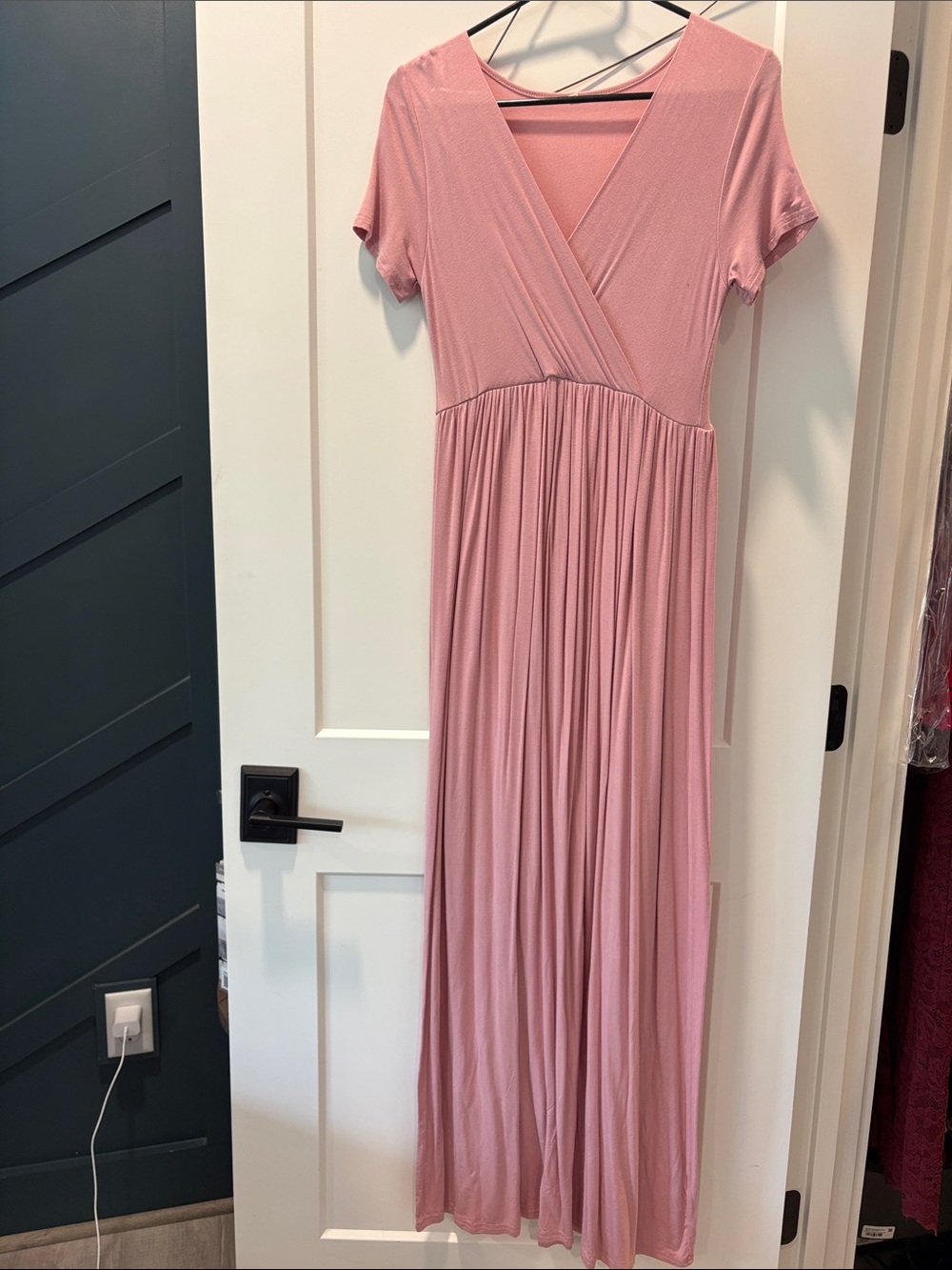 Women's Pink V-Neck Wrap Maxi Dress